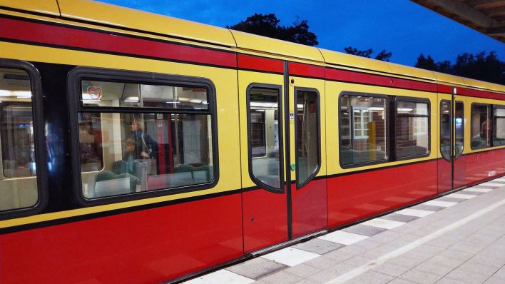 Eine S-Bahn der Linie S1 steht am S-Bahnhof Wannsee. (Quelle: dpa/Wolfram Steinberg)