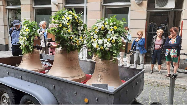 Drei neue Glocken für Sankt Marien in Frankfurt (Oder). (Foto: Elke Bader/rbb)