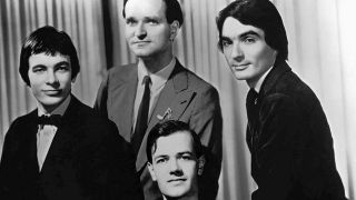 Karl Bartos (links), Florian Schneider, Ralf Hutter und Wolfgang Flur, Band "Kraftwerk" am 1. Mai 1974 (Bild: imago images/AllStar)
