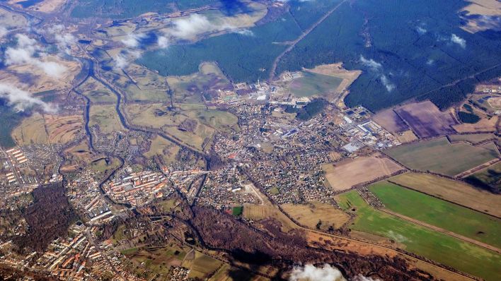 Symbolbild:Luftaufnahme von Lübben.(Quelle:imago images/R.v.Zeschau)