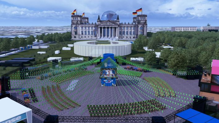 Computer Animation der Fan Zone am Reichstag für die Euro 2024. (Bild: Kulturprojekte Berlin)