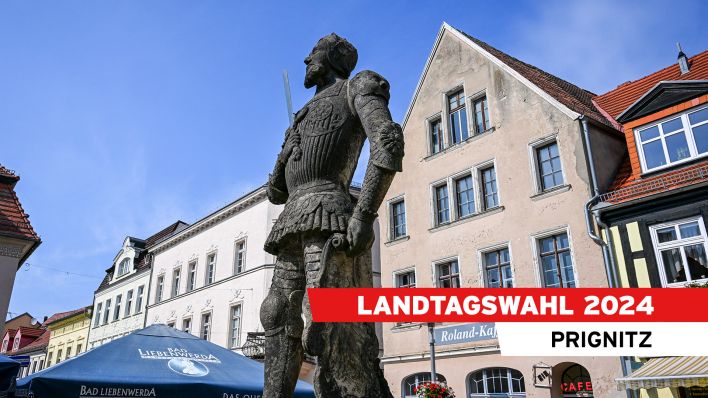 Symbolbild: Der Perleberger Roland steht auf dem Großen Markt im Zentrum. (Quelle: dpa/Jens Kalaene)