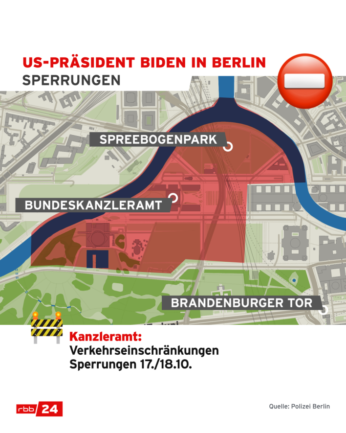 Ansichts Karte zu Sperrungen ums Kanzleramt